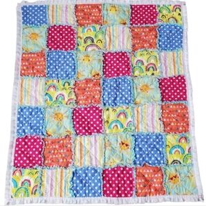 Homemade Rag Quilt Patchwork Baby Girl Quilt